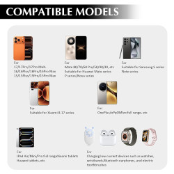 Lot de 2 Câbles 2 en 1 240W USB C vers USB C avec Support Téléphone 360°, Cordon Charge Rapide Coudé 90°, Nylon Tressé 1,5 m, Tr