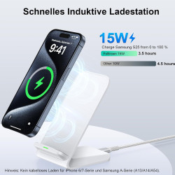Chargeur sans fil 15W pour Google Pixel 10 Pro XL 9 9a 8 7 Chargeur sans fil pour iPhone 17 Pro Max 16 15 14 13 12 11 Samsung Ga