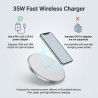 35W Chargeur sans Fil à Induction, Charge Rapide sans Fil, Pad de Charge avec câble Type-C de 1 mètre, Station de Charge Univers