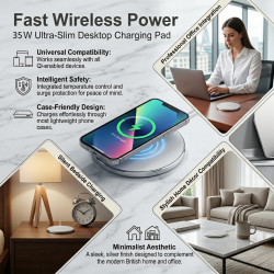 35W Chargeur sans Fil à Induction, Charge Rapide sans Fil, Pad de Charge avec câble Type-C de 1 mètre, Station de Charge Univers