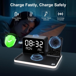 Chargeur sans Fil 7-en-1 avec Horloge, température et Date, Compatible avec iPhone 17/16/15/14/13 Pro Max, AirPods et Apple Watc