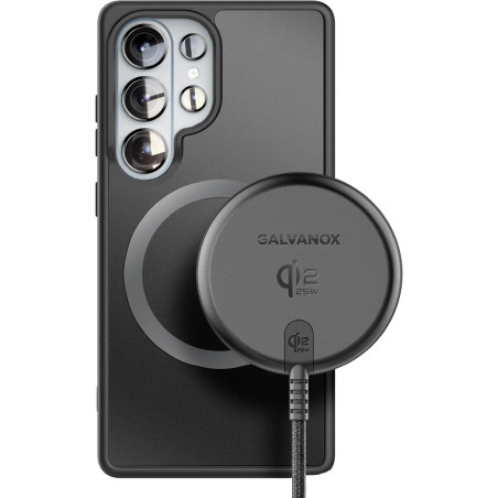 Galvanox Chargeur magnétique sans fil 25 W pour Samsung, certifié Qi2.2 [compatible avec MagSafe] Charge rapide 2.0 pour Galaxy 