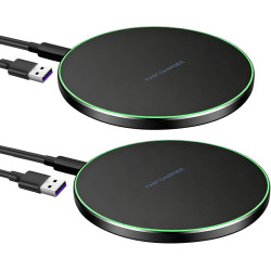 Lot de 2 Chargeurs Induction 35W à Charge Rapide, Station de Charge sans Fil compacte et Stable pour Bureau et intérieur, Large 