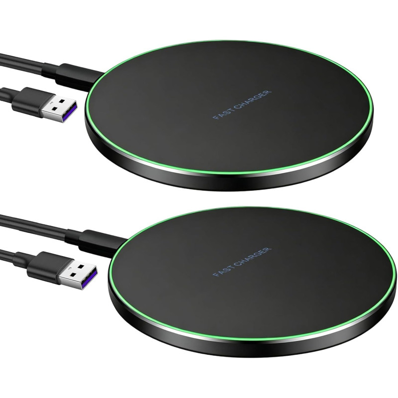 Lot de 2 Chargeurs Induction 35W à Charge Rapide, Station de Charge sans Fil compacte et Stable pour Bureau et intérieur, Large 