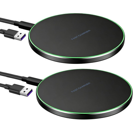Lot de 2 Chargeurs Induction 35W à Charge Rapide, Station de Charge sans Fil compacte et Stable pour Bureau et intérieur, Large 