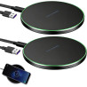 Lot de 2 Chargeurs Induction 35W à Charge Rapide, Station de Charge sans Fil compacte et Stable pour Bureau et intérieur, Large 