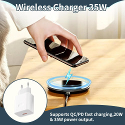 Lot de 2 Chargeurs Induction 35W à Charge Rapide, Station de Charge sans Fil compacte et Stable pour Bureau et intérieur, Large 