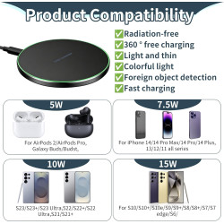 Lot de 2 Chargeurs Induction 35W à Charge Rapide, Station de Charge sans Fil compacte et Stable pour Bureau et intérieur, Large 