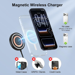 Chargeur sans Fil Magnétique pour iPhone 17 Pro Max 16 15 14 13 12, 15W Chargeur Induction MagSafe Charge Rapide Chargeur Magnét
