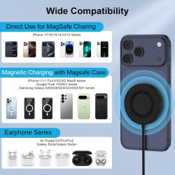 Chargeur sans Fil Magnétique pour iPhone 17 Pro Max 16 15 14 13 12, 15W Chargeur Induction MagSafe Charge Rapide Chargeur Magnét