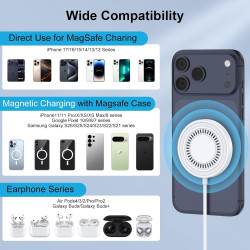 Chargeur Induction Magnétique pour iPhone 17 Pro Max 16 15 14 13 12, 15W Chargeur sans Fil MagSafe Charge Rapide pour Google Pix
