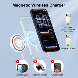 Chargeur Induction Magnétique pour iPhone 17 Pro Max 16 15 14 13 12, 15W Chargeur sans Fil MagSafe Charge Rapide pour Google Pix