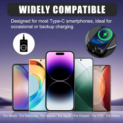 2 Pièces Récepteur de Charge sans Fil Qi USB C Ultra Fin 1 mm 5V/1A, Adaptateur Induction Téléphone, Chargeur à Induction pour S