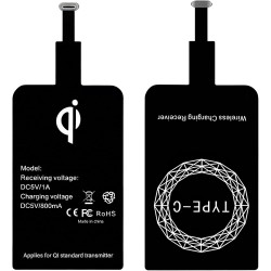 2 Pièces Récepteur de Charge sans Fil Qi USB C Ultra Fin 1 mm 5V/1A, Adaptateur Induction Téléphone, Chargeur à Induction pour S