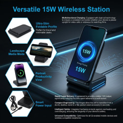Chargeur Induction Rapide 15W Station de Charge sans Fil Magnétique pour iPhone 17 16 15 14 13 12 Pro Max Samsung Galaxy S26 Ult