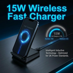 Chargeur Induction Rapide 15W Station de Charge sans Fil Magnétique pour iPhone 17 16 15 14 13 12 Pro Max Samsung Galaxy S26 Ult