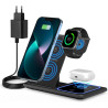 Chargeur Induction sans Fil 4 en 1 Pliable 15W, Station de Charge Qi pour i Phone 15/14/13/12/11/XS/XR/SE, A pple Watch Ultra/9/