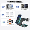 Chargeur Induction sans Fil 4 en 1 Pliable 15W, Station de Charge Qi pour i Phone 15/14/13/12/11/XS/XR/SE, A pple Watch Ultra/9/