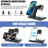 Chargeur Induction sans Fil 4 en 1 Pliable 15W, Station de Charge Qi pour i Phone 15/14/13/12/11/XS/XR/SE, A pple Watch Ultra/9/