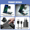 Chargeur Induction sans Fil 4 en 1 Pliable 15W, Station de Charge Qi pour i Phone 15/14/13/12/11/XS/XR/SE, A pple Watch Ultra/9/