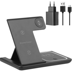 Chargeur Induction sans Fil 4 en 1 Pliable 15W, Station de Charge Qi pour i Phone 15/14/13/12/11/XS/XR/SE, A pple Watch Ultra/9/