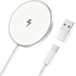 15W Magnétique Chargeur Induction pour iPhone 17 Pro Max/17/Air/16/15 Pro Max/15/14/13/12 Serie, AirPods 4/3/2, Rapide Chargeur 