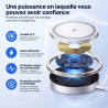 15W Magnétique Chargeur Induction pour iPhone 17 Pro Max/17/Air/16/15 Pro Max/15/14/13/12 Serie, AirPods 4/3/2, Rapide Chargeur 