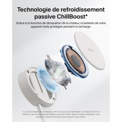 Belkin ultracharge chargeur magsafe 2-en-1, socle de recharge qi2.2 25 w aimanté et pliable pour iphone 17, apple watch series 1