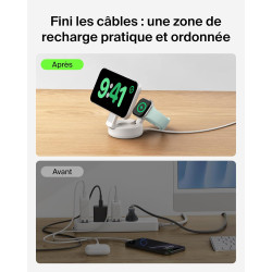 Belkin ultracharge chargeur magsafe 2-en-1, socle de recharge qi2.2 25 w aimanté et pliable pour iphone 17, apple watch series 1