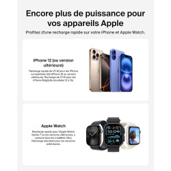 Belkin ultracharge chargeur magsafe 2-en-1, socle de recharge qi2.2 25 w aimanté et pliable pour iphone 17, apple watch series 1