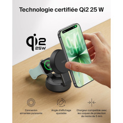 Belkin UltraCharge Chargeur MagSafe 2-en-1, Socle De Recharge Qi2.2 25 W Aimanté Et Pliable pour iPhone 17, Apple Watch Series 1