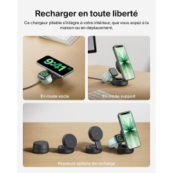 Belkin UltraCharge Chargeur MagSafe 2-en-1, Socle De Recharge Qi2.2 25 W Aimanté Et Pliable pour iPhone 17, Apple Watch Series 1