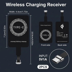 2 Pièces Récepteur Charge sans Fil USB C, Ultra Fin 1mm Adaptateur Induction 5V/1A, Module Chargeur sans Fil Type C Compatible a