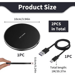 Chargeur sans Fil Rapide 20 W, Chargeur Induction pour iPhone 11/12/13/14/15/Samsung Galaxy S23/S22/S21/S20/S10, Pad de Charge C