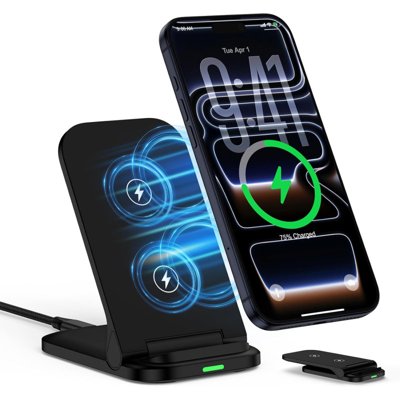 Chargeur sans Fil Papide 15W Pliable pour Samsung Galaxy S26/S25/S24/S23/S22/S21, Support de Charge Wireless Chargerà Double Bob