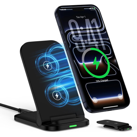 Chargeur sans Fil Papide 15W Pliable pour Samsung Galaxy S26/S25/S24/S23/S22/S21, Support de Charge Wireless Chargerà Double Bob