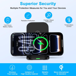 Chargeur sans Fil Papide 15W Pliable pour Samsung Galaxy S26/S25/S24/S23/S22/S21, Support de Charge Wireless Chargerà Double Bob