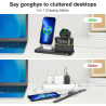 Chargeur sans Fil 5-en-1 avec réveil, Station de Charge sans Fil avec veilleuse Compatible avec iPhone 17 16 15 14 13 12 Pro Max