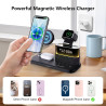 Chargeur sans Fil 5-en-1 avec réveil, Station de Charge sans Fil avec veilleuse Compatible avec iPhone 17 16 15 14 13 12 Pro Max