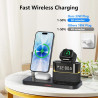 Chargeur sans Fil 5-en-1 avec réveil, Station de Charge sans Fil avec veilleuse pour iPhone 17 16 15 14 13 12 Pro Max, Apple Wat
