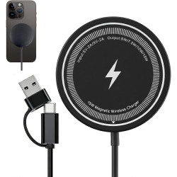 Chargeur Magnétique 15W, Chargeur à Induction sans Fil Rapide pour iPhone 17/16/15/14/13/12 Séries, Wireless Charger pour AirPod
