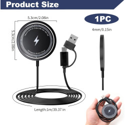 Chargeur Magnétique 15W, Chargeur à Induction sans Fil Rapide pour iPhone 17/16/15/14/13/12 Séries, Wireless Charger pour AirPod