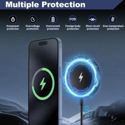 Chargeur Magnétique 15W, Chargeur à Induction sans Fil Rapide pour iPhone 17/16/15/14/13/12 Séries, Wireless Charger pour AirPod