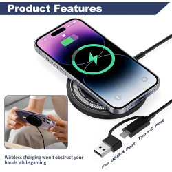Chargeur Magnétique 15W, Chargeur à Induction sans Fil Rapide pour iPhone 17/16/15/14/13/12 Séries, Wireless Charger pour AirPod