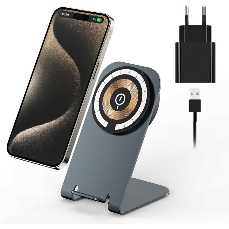 Station de charge magnétique inductive pour chargeur sans fil MagSafe pour iPhone 17 16 15 14 13 12 Pro Max, chargeur sans fil p