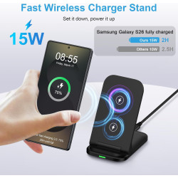 Station de charge inductive pliable pour Samsung Galaxy S26 Ultra/S25 FE/S24/S23/S22/S21/S20, 15 W Chargeur rapide sans fil pour