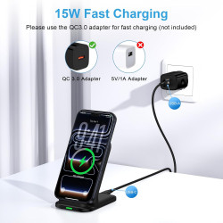Station de charge inductive pliable pour Samsung Galaxy S26 Ultra/S25 FE/S24/S23/S22/S21/S20, 15 W Chargeur rapide sans fil pour