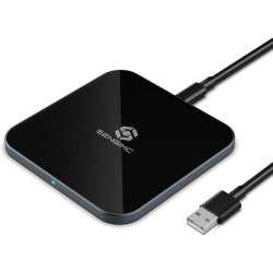 Chargeur portable sans fil 2 en 1 ultra fin 15 W pour iPhone 17/16/15/14/13/12 et Samsung Galaxy S25/S24/S23/S22/S21/S20, compat