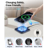 Chargeur portable sans fil 2 en 1 ultra fin 15 W pour iPhone 17/16/15/14/13/12 et Samsung Galaxy S25/S24/S23/S22/S21/S20, compat