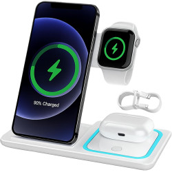 Station de Charge sans Fil 3 en 1 | Support Induction Pliable et Portable pour Phone 16 15 14 13 12, AppIe Watch Ultra 2/10/9-6 